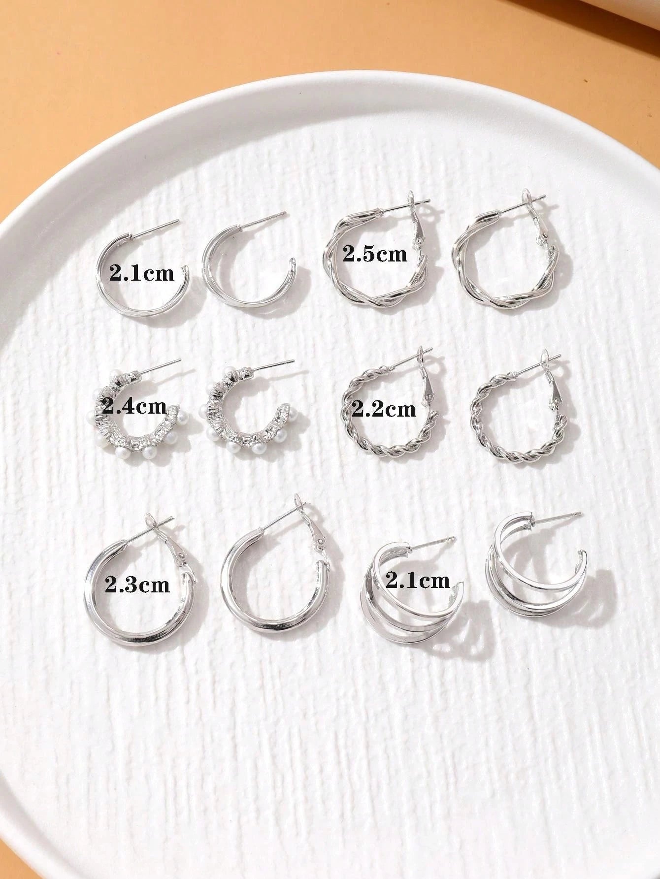 12pcs Elegant Alloy Faux Pearl Earrings Set