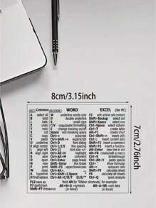 1pc Laptop Software Shortcut Keys Reference Table Sticker