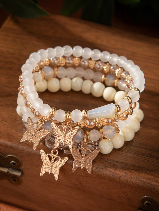 4pcs/Set Bohemian Multi-Layer Beaded Butterfly