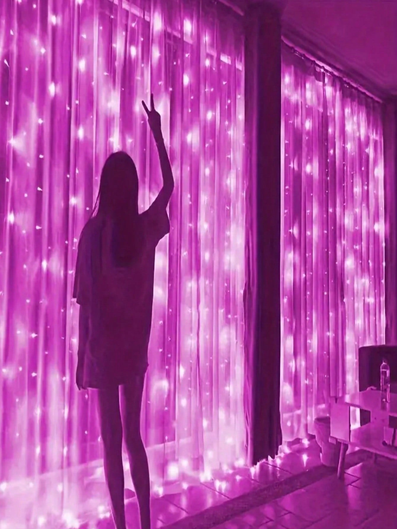 A Set Of 100/200/300/600 Lead Pink USB String Lights With Remote Control For Home Bedroom Decoration