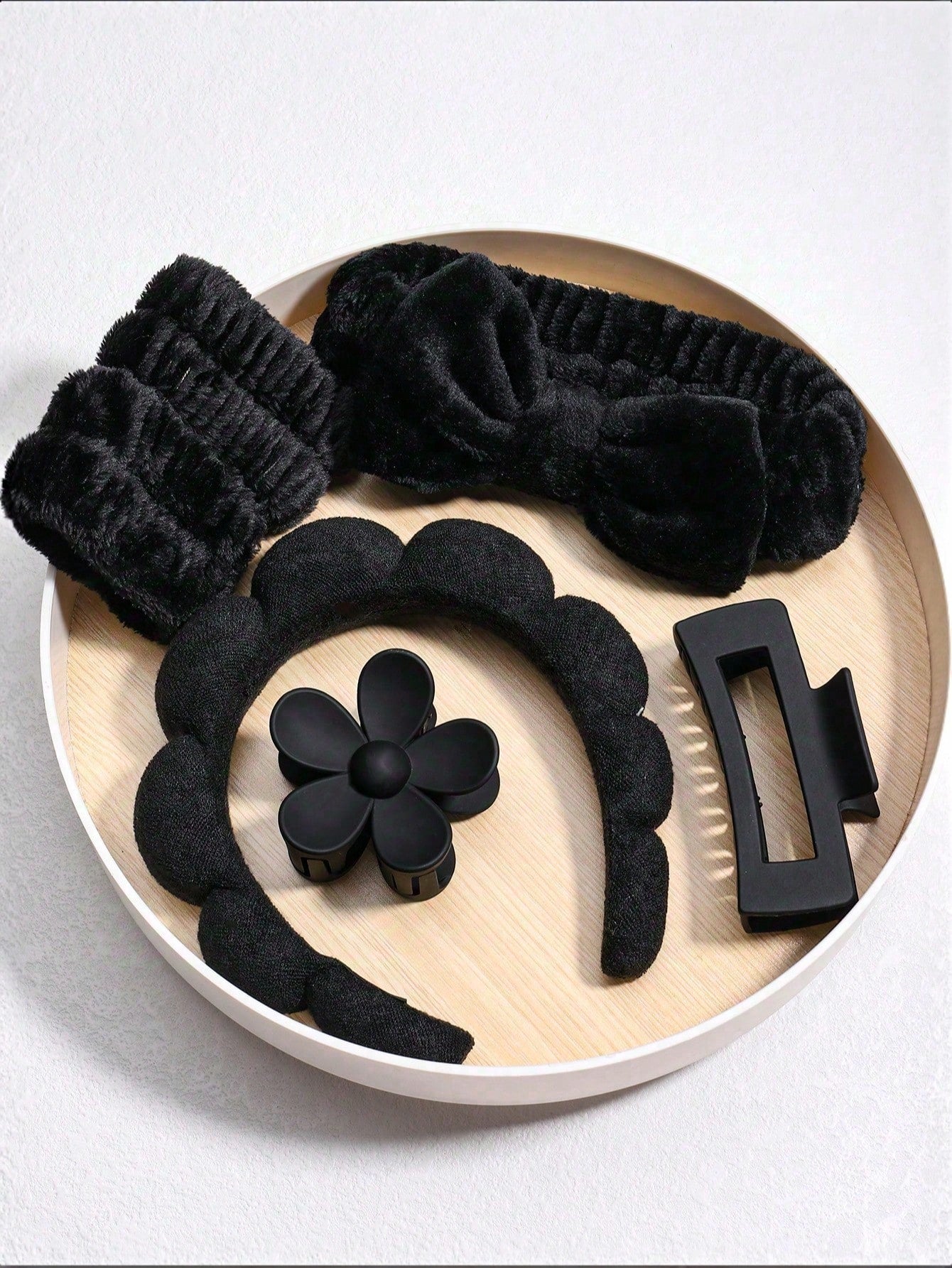 1/6pcs/ Set Soft Facial Headbands, Wristbands, Hair Clips And Scrunchies