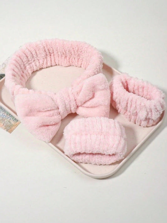 1/6pcs/ Set Soft Facial Headbands, Wristbands, Hair Clips And Scrunchies