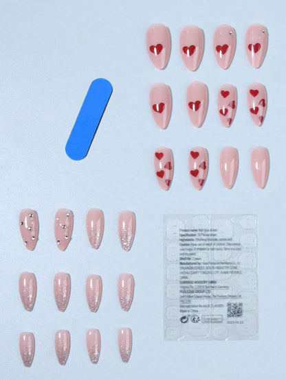 24pcs Press On Nails Long Almond Acrylic Nails