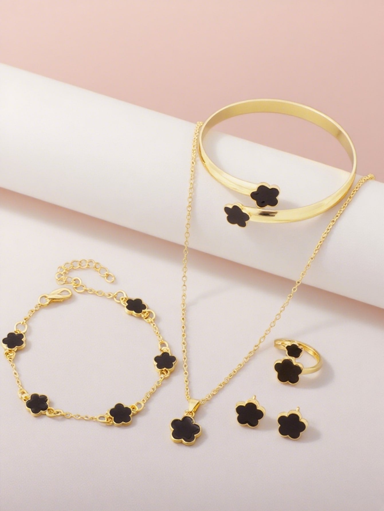 6Pcs Minimalist Floral Design Jewelry Set